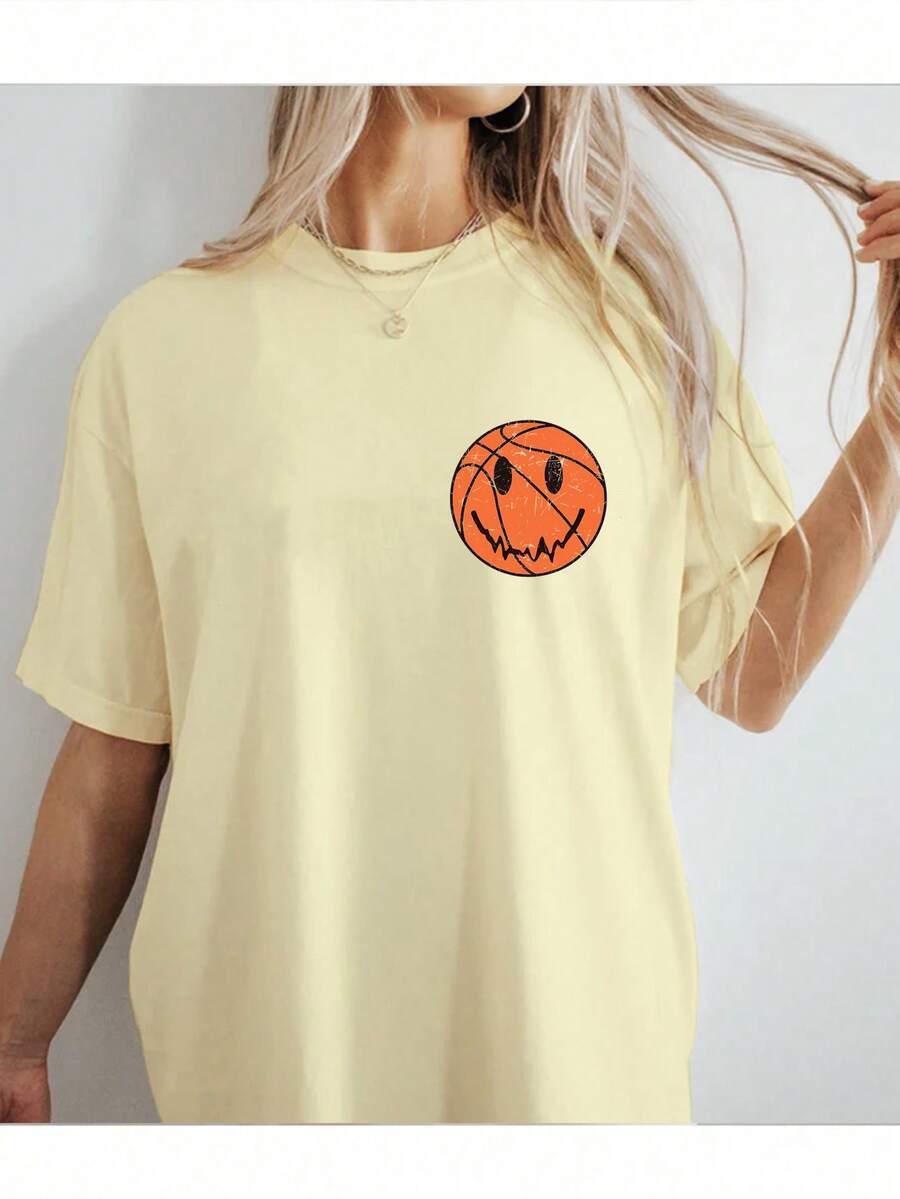 SHEIN EZwear Face Basketball Jersey, Oversized Basketball Player T