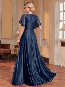 Surplice Neck Butterfly Sleeve Appliques Bridesmaid Dress Elegant Mother Of The Bride Dress