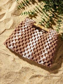 SHEIN SXY Ladies' Woven Clutch Bag, Suitable For Travel Outfits