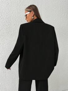SHEIN EZwear Summer Outfits Lapel Neck Flap Detail Blazer