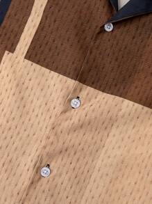 Manfinity Homme Bộ áo sơ mi và quần short ngắn tay đơn giản Colorblock dành cho nam - Nhiều màu - Xem 6