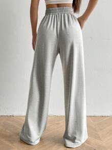 SHEIN Unity 帶補丁細節的休閒寬鬆直筒褲 - 淺灰色 - 查看 2