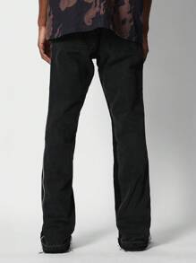SUMWON Flare Fit Jean With Side Zippers - Black - View 4