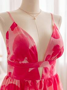 Soleia 大码波西米亚风镂空蝴蝶印花假日无袖连衣裙，夏季 - 紅色 - 查看 7