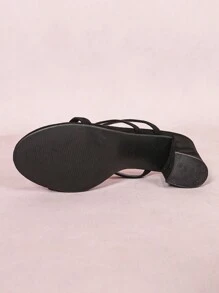 CUCCOO CURVES Women Fashionable And Sexy Round Toe High Heel Sandals With Straps Halloween Christmas Fall - Black - View 8