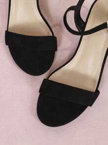 CUCCOO CURVES Women Round Toe High Heel Strap Sandals, Fashionable And Popluar Black Suede Shoes