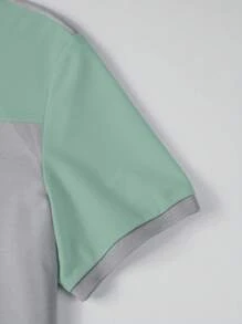 Manfinity Homme 男士休閒短袖插肩撞色polo衫，夏季 - 彩色 - 查看 3