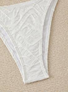 Women's Summer Beach Solid Color White Bikini Bottom Swimwear - White - View 3