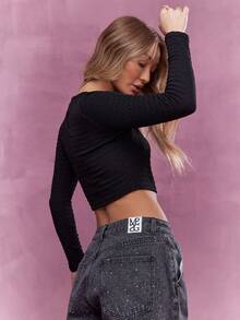MISSGUIDED Textured Quần skinny Áo - màu đen - Xem 2
