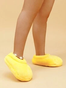 秋冬女士趣味鸭掌造型家居拖鞋，保暖室内拖鞋，可爱静音拖鞋，个性保暖鞋，红色幽默拖鞋，毛绒拖鞋 - 黃色 - 查看 5