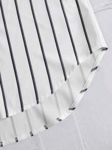 Chiquease 休閒條紋釦領長袖襯衫