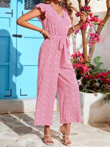 SHEIN VCAY Women's Random Printed Simple Casual Jumpsuit - Multicolor - View 5