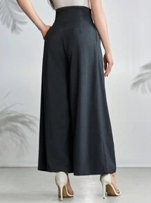 Mulvari 女士休閒純色高腰寬腿褲