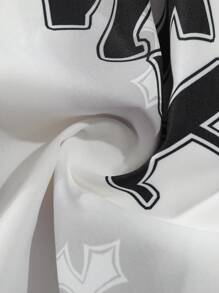 ROMWE MEN Goth 男士字母十字印花短裤，适合春夏季日常穿着，上学 - 白色 - 查看 5