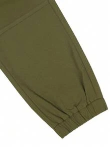 Manfinity Homme American Style Solid Color Casual Cargo Jogger Pants - Army Green - View 8