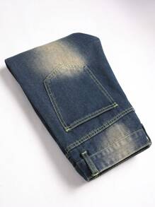 Men's Casual Distressed Denim Jeans, Minimalist & Fashion - Blue - View 4