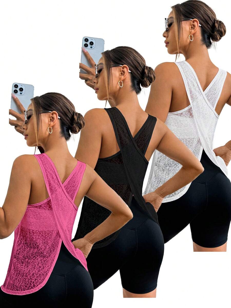 Easithlete FeatherFit™ 腰部修身弧形长袖上衣 低冲击瑜伽日常夏季健身运动背心 - 彩色 - 查看 1