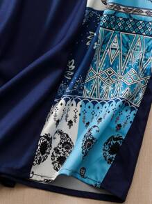 Mulvari 大尺碼時尚印花簡約日常短袖襯衫 - 彩色 - 查看 6