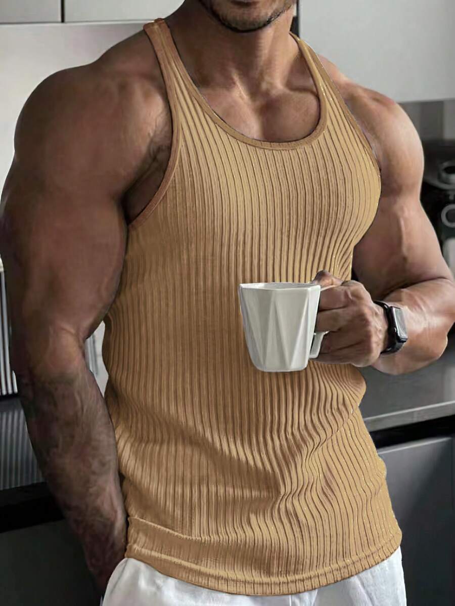 Manfinity Homme Men's Summer Casual Trimmed Round Neck Tank Top