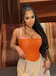 Zolique Top de verano plisado de bloque de color para mujer para las vacaciones - Multicolor - Ver 4