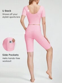GLOWMODE FeatherFit™ Set aus Crop T-Band Tank Top und High-Rise Biker Shorts