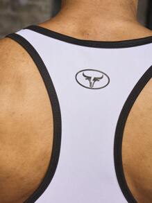 Gym Rark Boyfriend Style Men's Simple Printed Sleeveless Sports Top - White - View 3