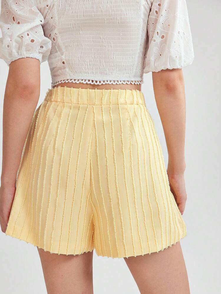 Shorts plisados sencillos de unicolor para uso diario de mujeres