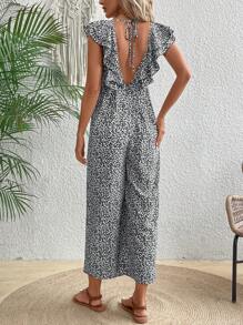 SHEIN VCAY 女裝休閒印花連身褲，隨機款式設計 - 黑色 - 查看 2