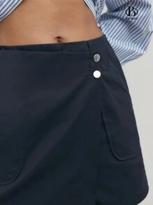 BizChic Ladies' Casual & Office Wear Wrap Style Skort - Navy Blue - View 6