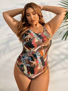 Swim Lushoire Maillot de bain une pièce imprimé grande taille, parfait pour les vacances d'été - Multicolore - Voir 6