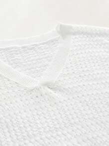 Manfinity VCAY 1pc Men Beach Outfits Summer Vacation Weave Casual Surfing Seaside Boho Basic V-Neck Knit Vest Beachwear