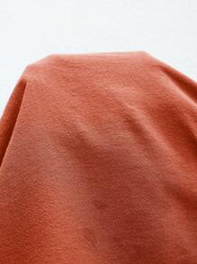 SHEIN LUNE Women's Plus Size Solid Color Simple Daily Short Sleeve Shirt - Rust Brown - View 6