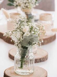 1/5pcs Wooden Round Coaster, 15*15cm Round Wooden Spacer, Wedding Table Center Decoration, Suitable For Wedding Dinner Candle Display, Diy Wood Chip Decoration, Hand-Painted Wood Chip Painting Material, Suitable For Natural Decoration, Candle Holder Or Children's DIY Art Board