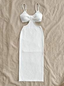 Soleia Camiseta sin tirantes con recortes en la cintura y tejido texturizado para vacaciones, de estilo casual y sexy