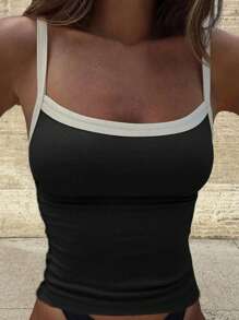 SHEIN Essnce 女式夏季運動休閒拼接坦克背心，黑白粉藍4入組針織網球上衣 - 彩色 - 查看 6