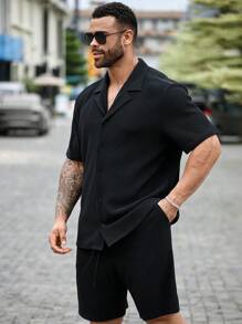 Manfinity Homme 男士加大尺碼條紋領設 - 黑色 - 查看 8