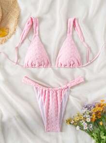 Swim Mod Women's Summer Beach Floral Dark Wave Pattern Sexy Bikini Set