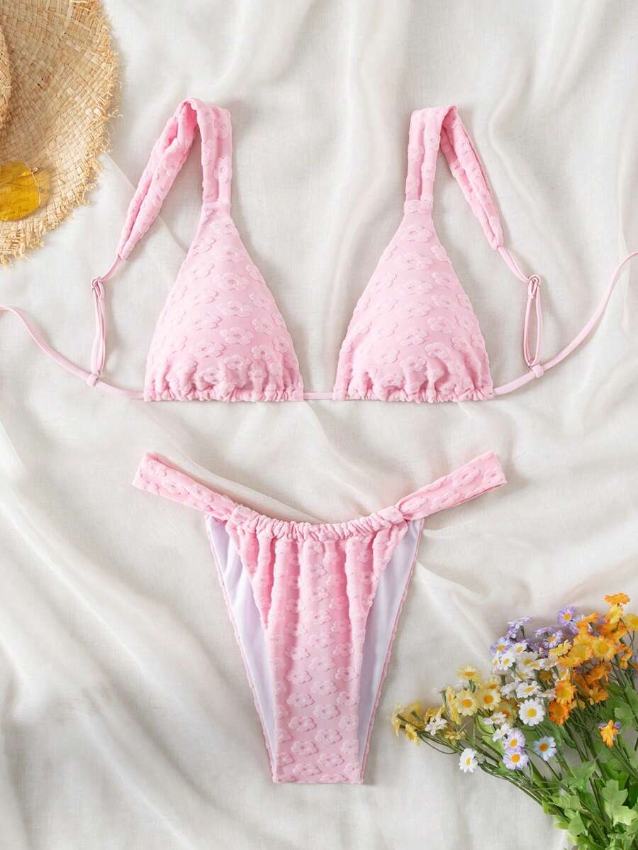 Swim Mod Women's Summer Beach Floral Dark Wave Pattern Sexy Bikini Set