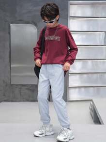 Pantalones cortos deportivos de impresión de letras 3D para niños preadolescentes