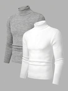 RueChic Men's Simple Business Turtleneck Sweater Multi-Pack, Slim Fit