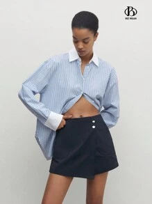 BizChic Ladies' Casual & Office Wear Wrap Style Skort - Navy Blue - View 1