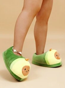 Pantuflas cerradas con estampado de aguacate, pantuflas divertidas, cálidas y silenciosas, pantuflas lindas para fiestas, talla única - Multicolor - Ver 4
