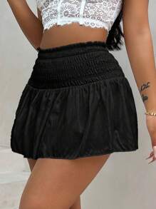 Zolique Women's Solid Color Simple Daily Skirt Shorts