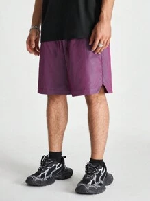 Manfinity RebelGame Shorts Masculina de Tecido Soltinho e Reta de Alta Qualidade com Material de Dragão Iridescente, Adequada para o Verão.