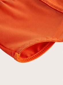 SHEIN ICON Áo corset buộc lưng màu cam Y2k, áo câu lạc bộ, áo hai dây, áo hai dây kim loại, trang trí nút kim loại, áo hai dây dành cho nữ - trái cam - Xem 4