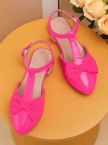 Fille Chaussures plates à brides à nœud papillon à bout pointu pour la fête