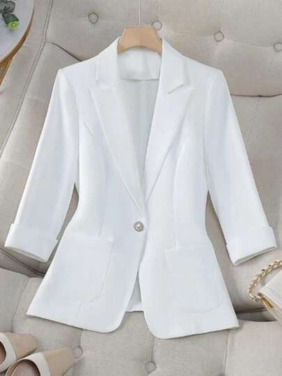 Franclia Spring Summer Casual Solid Color Suit Jacket For Commuting