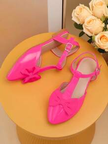 Fille Chaussures plates à brides à nœud papillon à bout pointu pour la fête