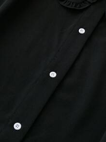 Mulvari Plus Size Women's Solid Color Simple Daily Peter Pan Collar Shirt