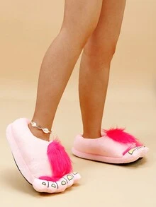 Dép đi trong nhà mới lạ Big Foot vui nhộn, dép hoạt hình bằng vải nhung ấm áp với sự thoải mái và không khí Giáng sinh, siêu mềm và êm ái - Màu Hồng Tươi - Xem 4